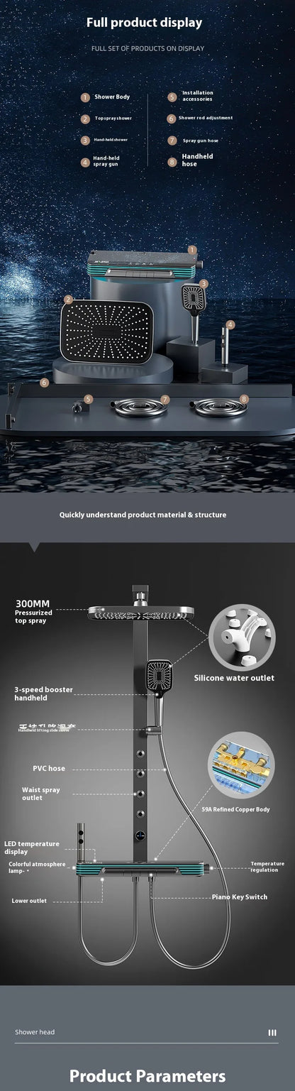 Back Spray Piano Digital Bathrooom Shower System Cold