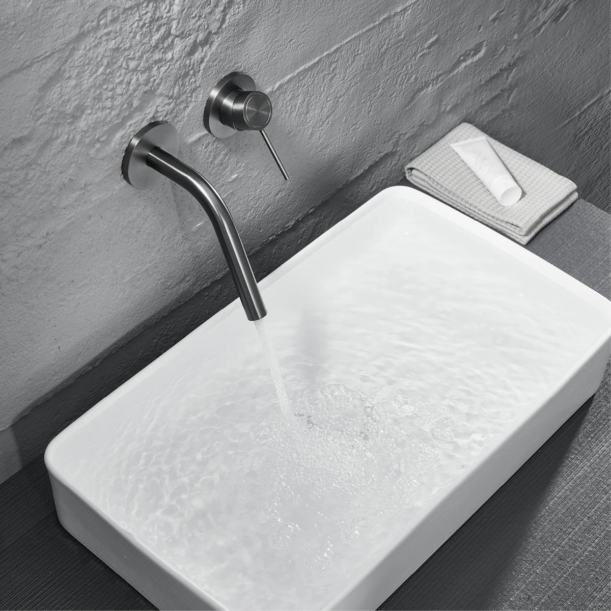 Luxury Brass Wall Mounted Bathroom Faucet Embedded Design
