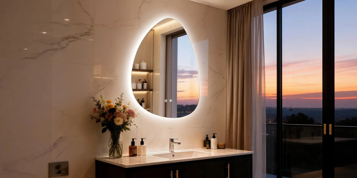 70/77cm Irregular Illuminated Led Bathroom Mirror Makeup Vanity