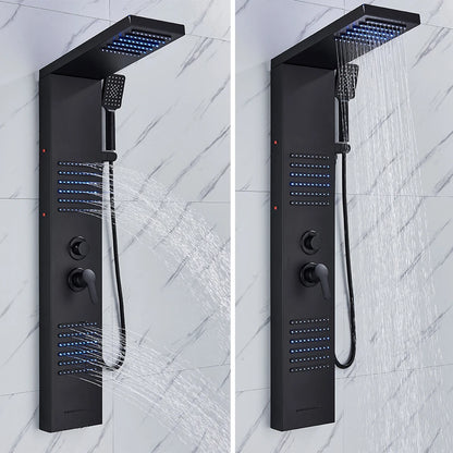 Rozin Black Shower Column Led Rainfall Bathroom Faucet