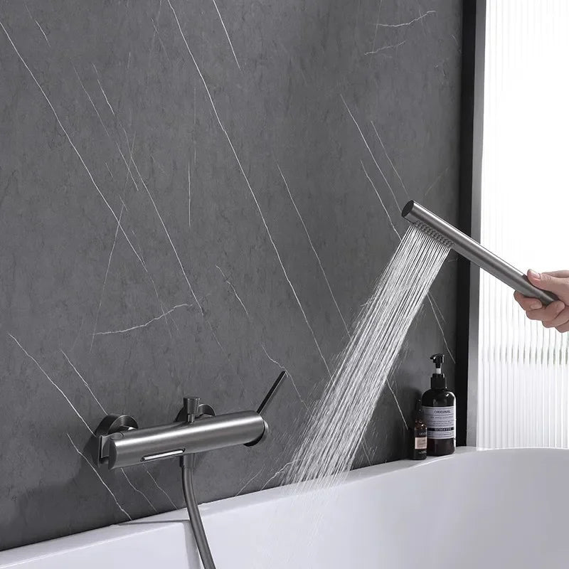 Brushed Gold Bathroom Shower Faucet Wall Mounted Waterfall