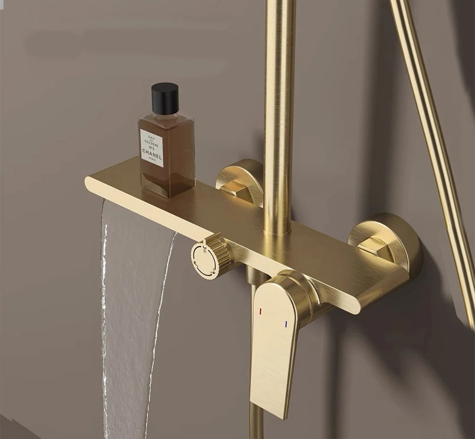 Bathroom Shower System Brushed Gold Cold Bathroom Faucet
