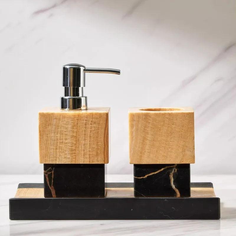 Nordic Color-Blocked Marble Lotion Bottle Aromatherapy Tray