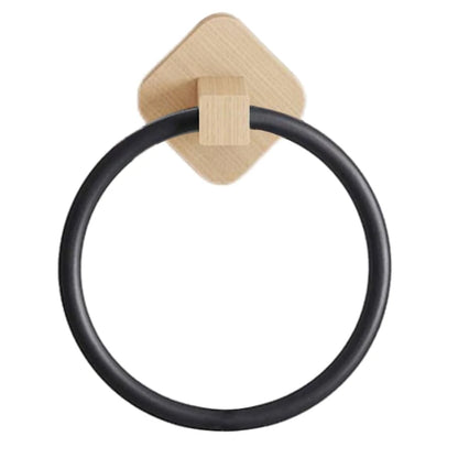 Adhesive Towel Ring Aluminum Wood Wall Mounted Matte