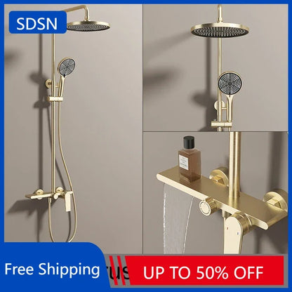 Bathroom Shower System Brushed Gold Cold Bathroom Faucet