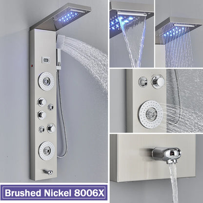 Rozin Black Shower Column Led Rainfall Bathroom Faucet