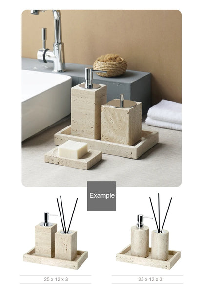 Beige Travertine Bathroom Natural Marble Soap Dispenser Soap