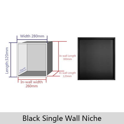 Stainless Steel Recessed Wall Niche Black Gold Bathroom