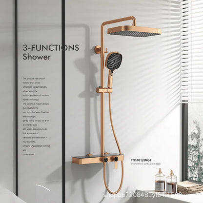 Kemaidi Rose Gold Bathroom Shower Rainfall Cold Control