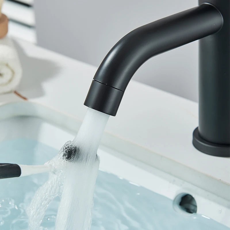 Matte Black Bathroom Basin Faucet Lever Sink Faucets