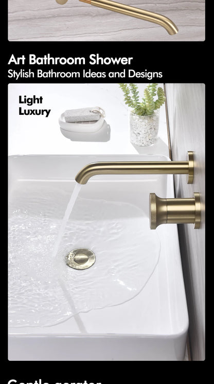 Brushed Gold Basin Faucet Recessed Control Switch Tap