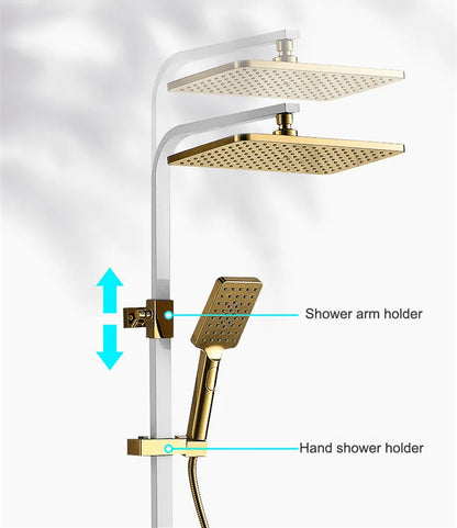 White Gold Thermostatic Shower System Quality Brass Cold