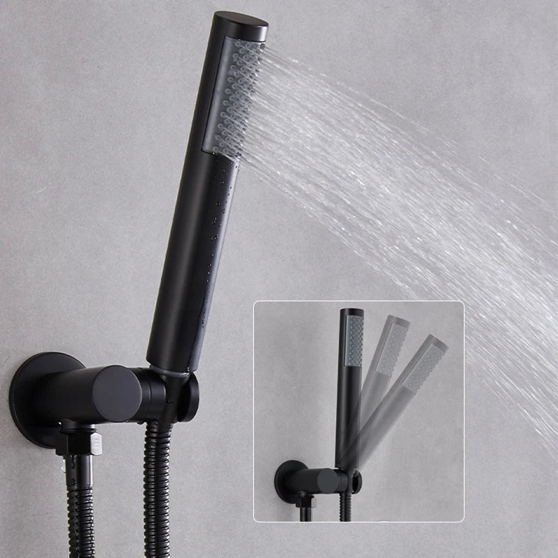 Black Brass Shower System Rain Shower Faucet Bathroom