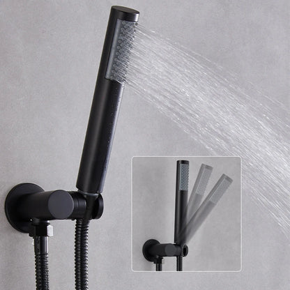 Black Brass Shower System Rain Shower Faucet Bathroom