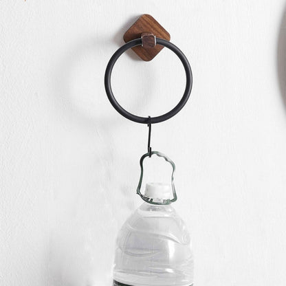 Adhesive Towel Ring Aluminum Wood Wall Mounted Matte