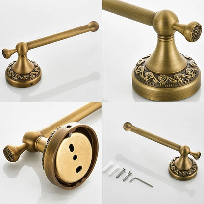 Antique Brass 2pc Bathroom Bronze Dispenser Towel Rod