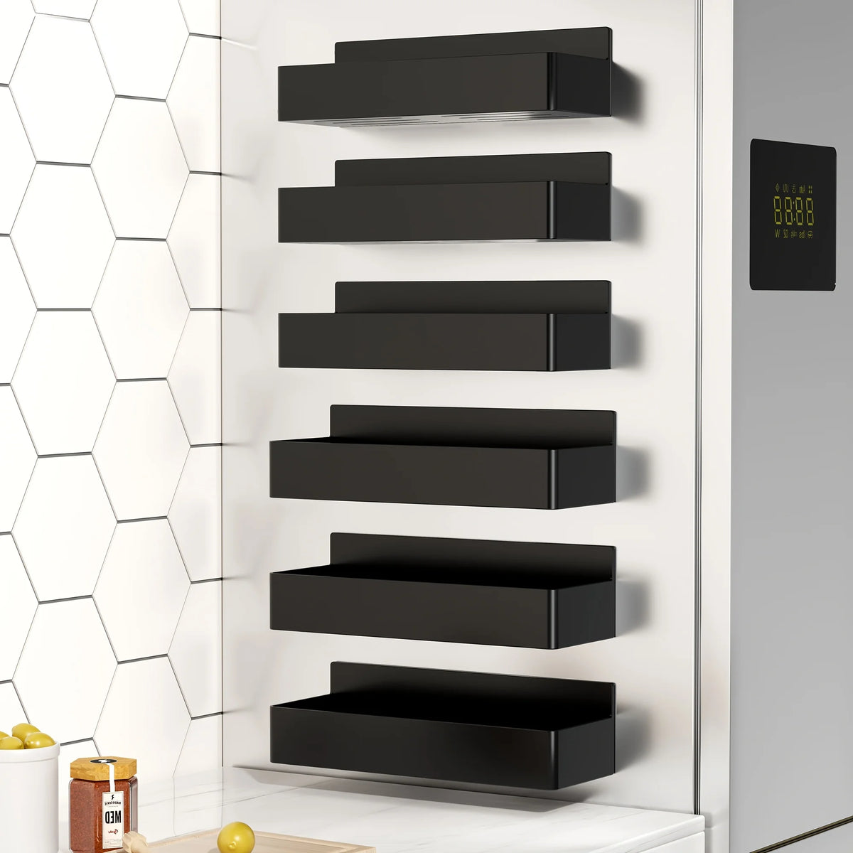 6pcs Magnetic Storage Rack Refrigerator/Washing Machine No-Drill