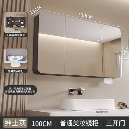 Minimalist Modern Arc-Shaped Smart Bathroom Mirror Cabinets