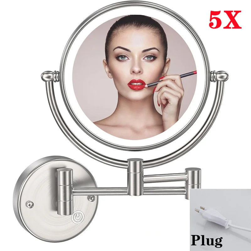 Brushed Gold Led Folding Touch Bathroom Mirrors Of