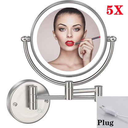 Brushed Gold Led Folding Touch Bathroom Mirrors Of