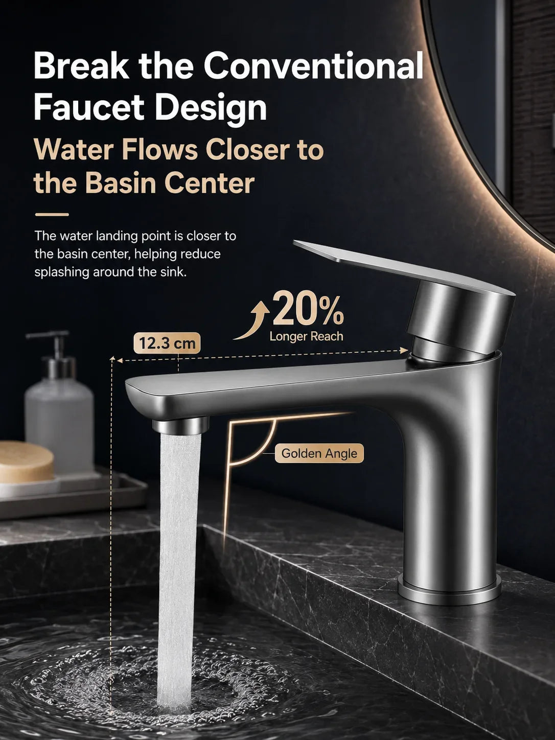 304 Stainless Steel Bathroom Sink Faucet Cold Mixer