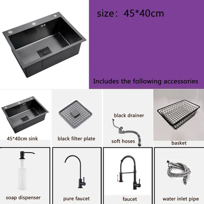 Black Sink 304 Stainless Steel Vegetable Washing Basin