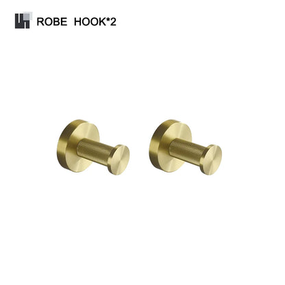 Bathroom Hardware Brushed Gold Knurled Brass Kit Towel