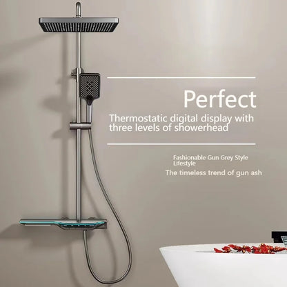 Digital Display Shower Bathroom Rainfall Piano Button Showers