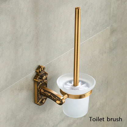 Antique Bathroom Hardware Wall-Mounted Towel Rack Toilet Brush
