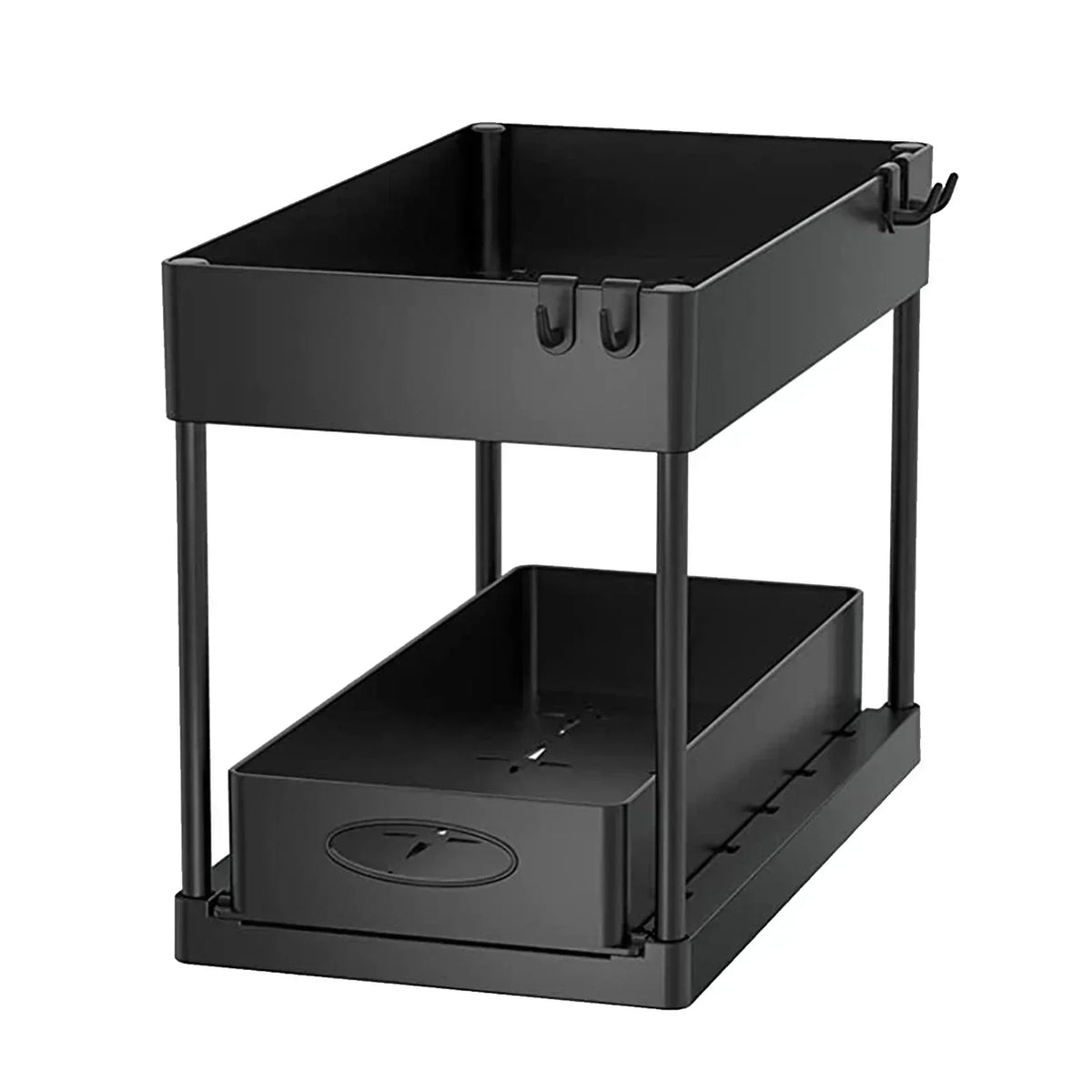 Tier Under Sink Organizer Sliding Storage Rack Hooks