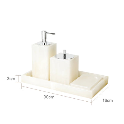 White Onyx Natural Marble Bathroom Luxury Soap Dispenser
