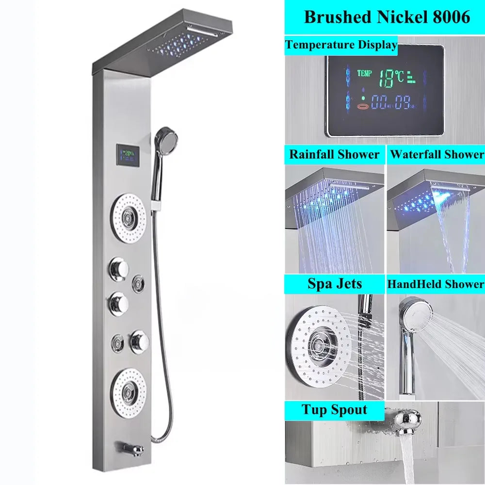 Shower Panel Tower System Rain Waterfall Shower Column