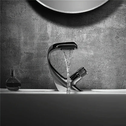 All Copper Black Washbasin Waterfall Faucet Cold Toilet