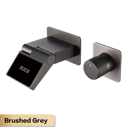Luxury Gun Gray Brass Wall Mounted Bathroom Faucet