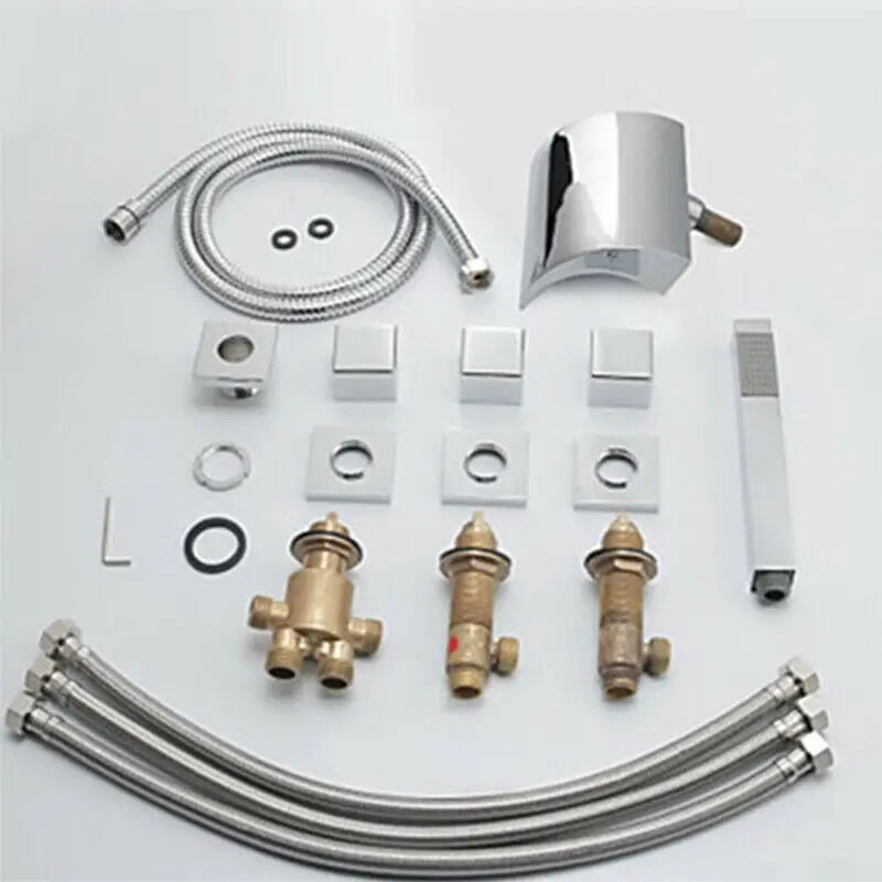 Silver Modern Bathroom Waterfall Faucet Wide Spout Anti-Splash