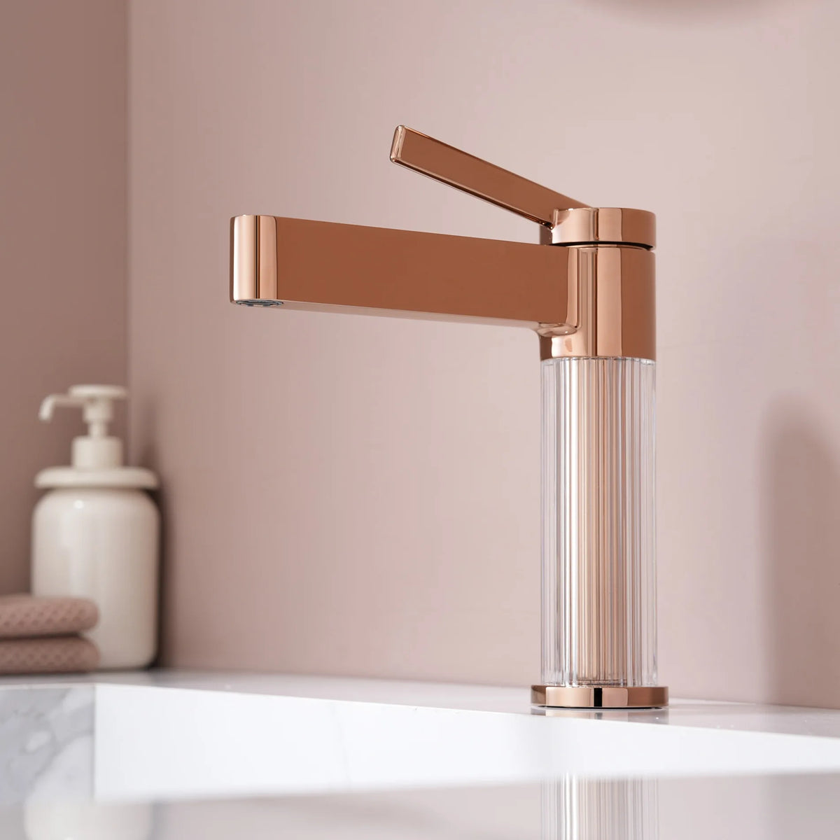 Yellow Bathroom Basin Faucet Acrylic Brass Cold Water