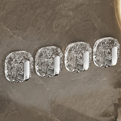 Drill-Free Ice Flower Hooks Bathroom Towel Rack Hooks