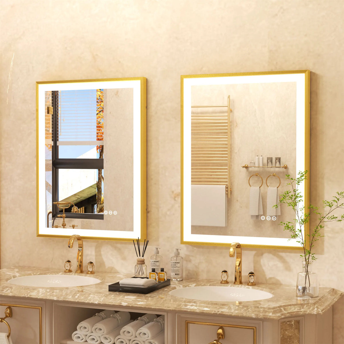 Led Bathroom Vanity Mirror Gold Frame Front Lighted