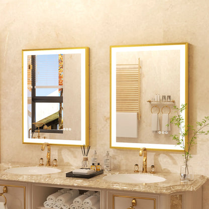 Led Bathroom Vanity Mirror Gold Frame Front Lighted