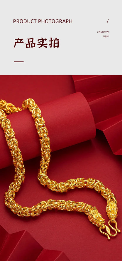 Unisex 24k Au999 Real Gold Boss Chain Hollow