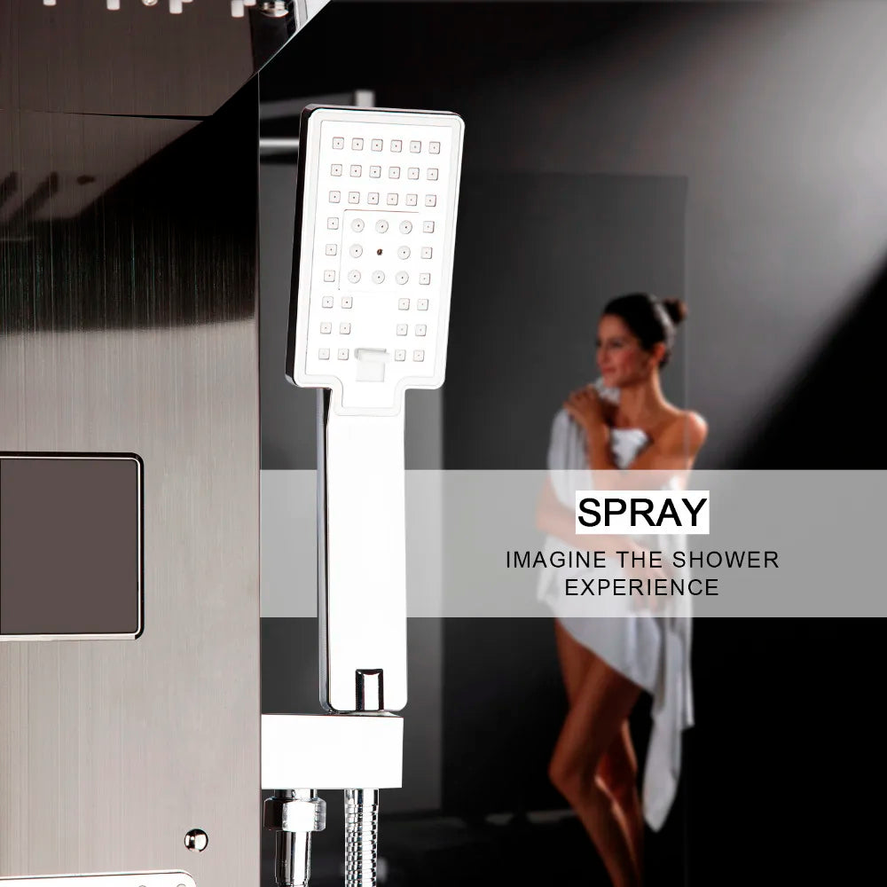 Kemaidi Black Led Shower Panel Bathroom Rainfall Shower