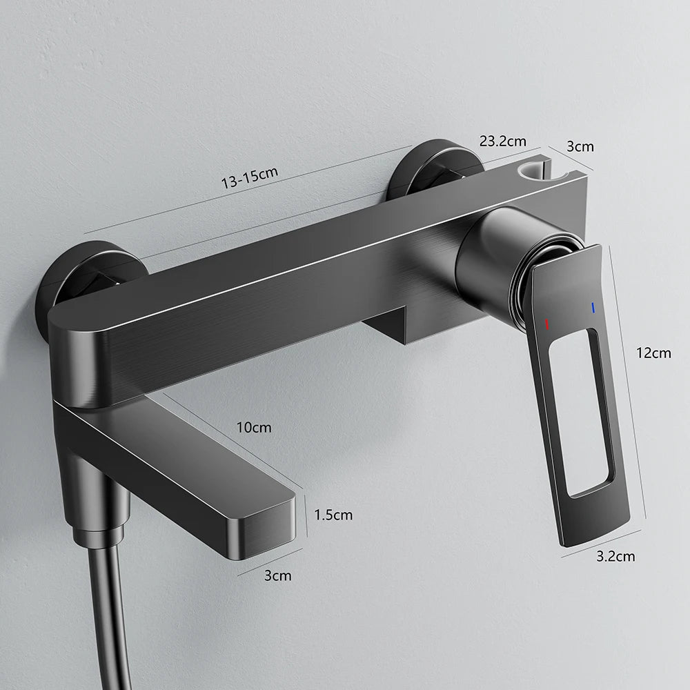 Black Waterfall Bathtub Shower Faucets Wall Mount Shower