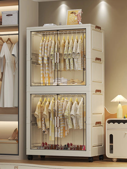 Multi-Functional Folding Storage Cabinet Doors White/Black/Gray