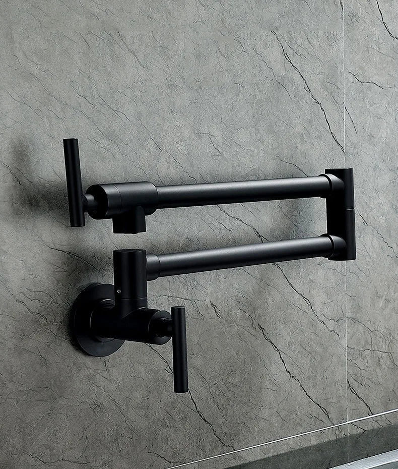 Black Wall Mounted Pot Filler Faucet Swivel Folding