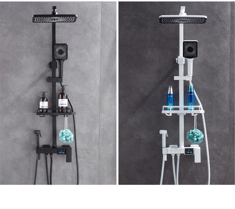 Piano Digital Display Thermostatic Bathroom Shower Cold Brass