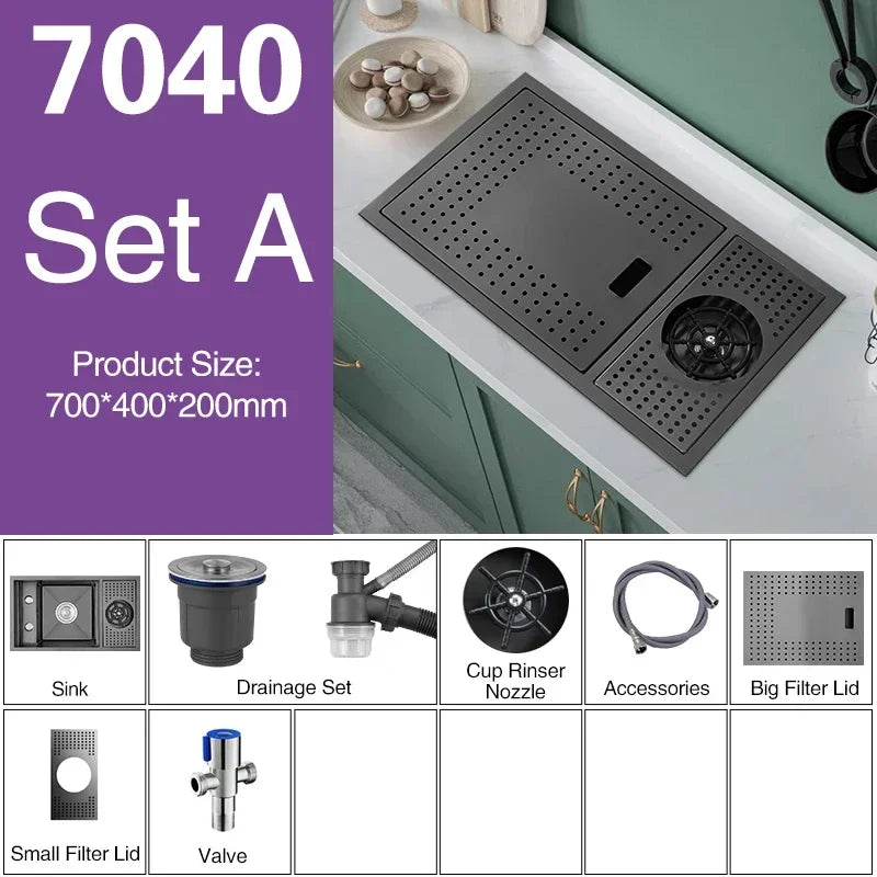 Asras Nano Black Small Size Sink Cup Washer