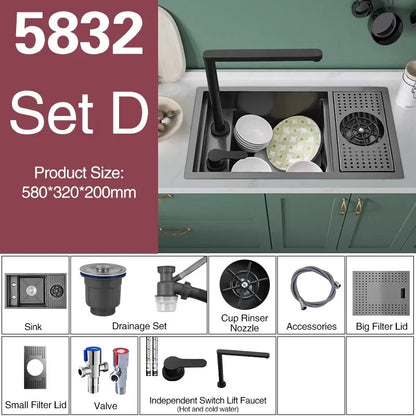 Asras Nano Black Small Size Sink Cup Washer