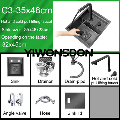 Nano Hidden Bar Sink Black Folding Faucet Mini