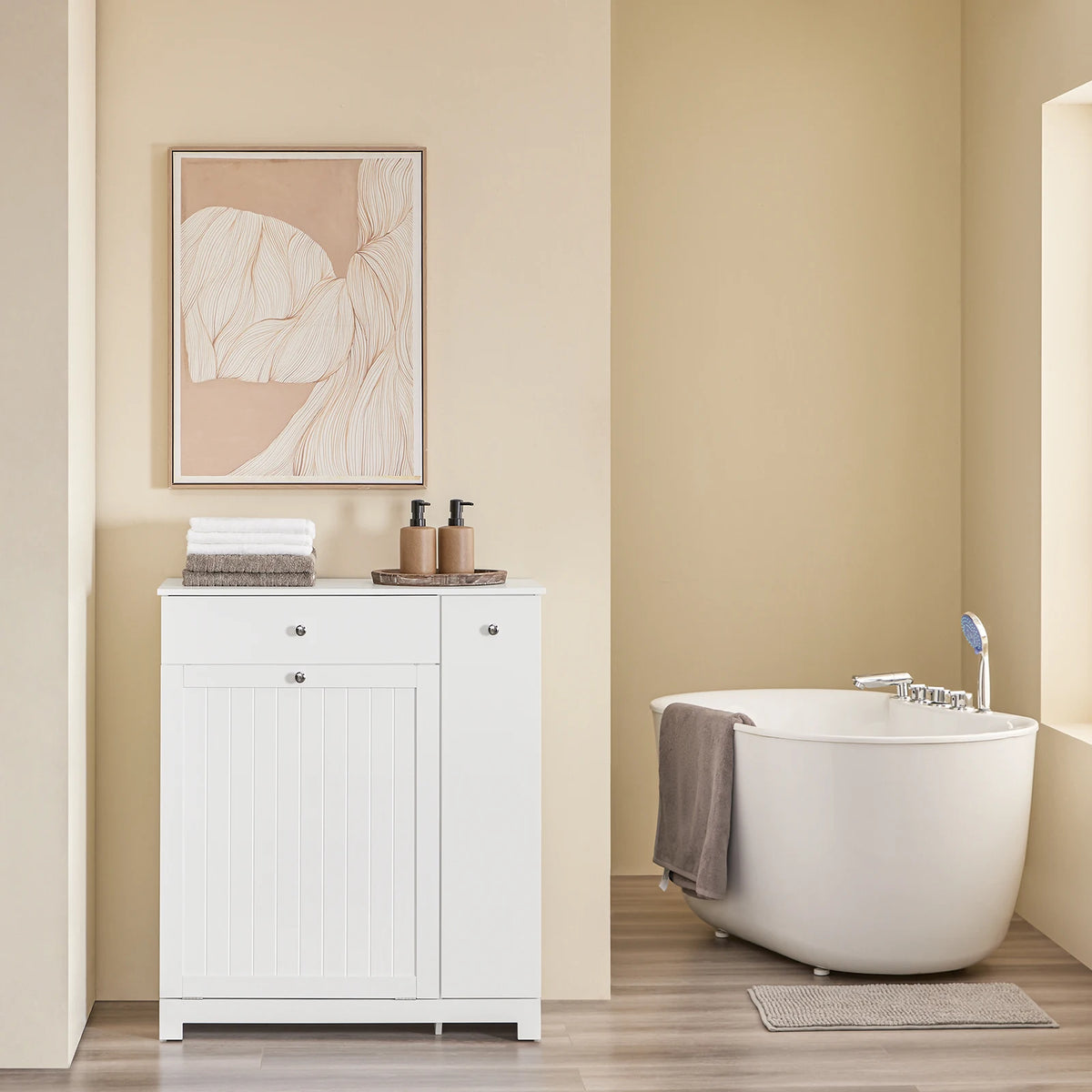 Sobuy Bzr214-W Bathroom Cabinet Laundry Collector Drawer Baskets