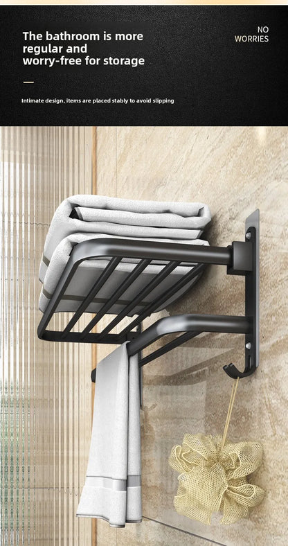 Foldable Towel Rack - No Drill Bathroom Space